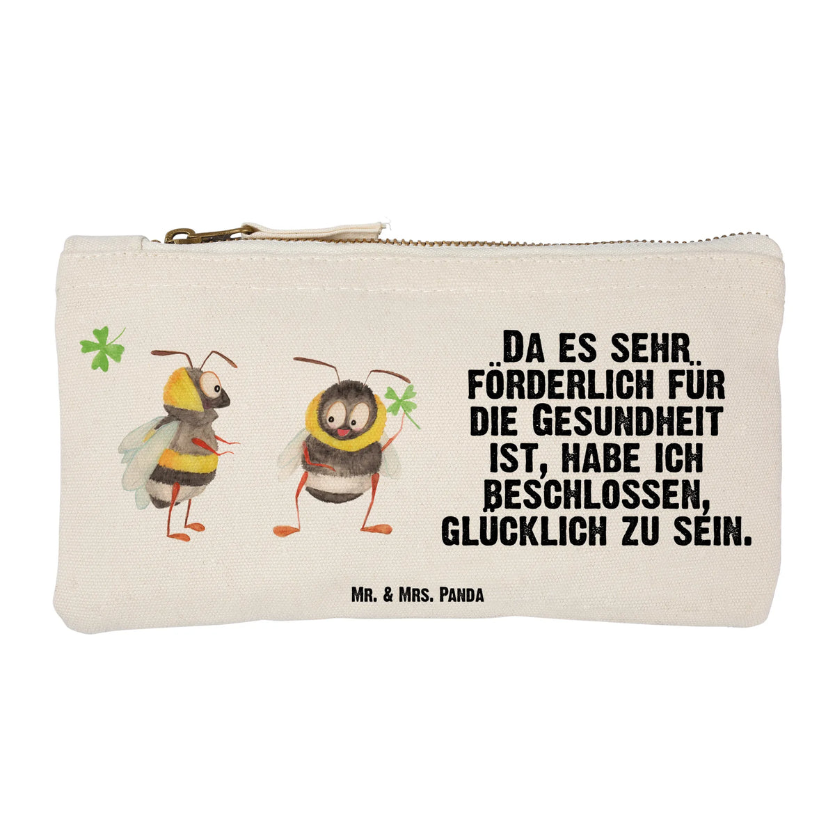Schminktasche Hummeln Kleeblatt Schlamper, Etui, Beauty Bag, Schminktäschchen, utensilientasche, Stiftemäppchen, beauty case, Waschtasche, Pouch, Mäppchen, Make-Up Tasche, kosmetiktäschchen, Pinseltasche, Kosmetikbeutel, Kulturtasche, Kosmetiktasche, aufbewahrungsbeutel, Schulmäppchen, toiletry bag, pencil case, Täschchen, Stifteetui, Federmappe, Federtasche, Baumwollbeutel, Schminkbeutel, Kulturbeutel, Stoffbeutel, beauty tasche, Waschbeutel, Baumwolltasche, Schlampermäppchen, aufbewahrungstasche, Schminktasche, Gute Laune, Lustige Sprüche, Tiere, Tiermotive, Biene Deko, Spruch schön, glücklich Werden, Spruch Fröhlich, Spruch Positiv, Biene, glücklich sein, Hummel