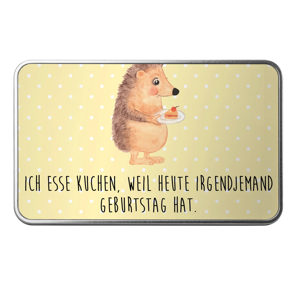Metal tin Hedgehog piece of cake card, gift ideas, gifts, small animals, cute, cute animal motives, hand drawn, funny sayings, good mood, special gifts, animal lover, cake, baking gift, invitation party, bake cake, food saying, birthday cake