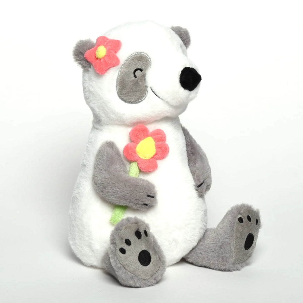 Kuscheltier Panda mit Blume Stofftier, Plüschtier, Spielzeug, Schmusetier, Teddy, Plüsch, Kuscheltier, Lustige Sprüche, Tiere, Tiermotive, Gute Laune